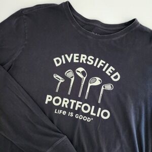 Life is Good Mens Long Sleeve T Shirt Diversified Portfolio Golf Graphic Tee‎ XL